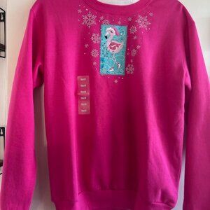 Skating Flamingo Pink Pullover Fleece